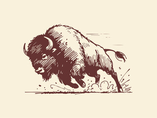 American Bison Hand Drawn Illustration Sketch Vector Isolated © Az to Design