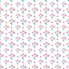 Happy decor with little flowers and heart symbols.