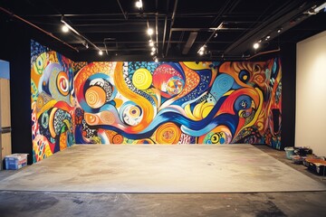 Vibrant Mural in Studio Setting