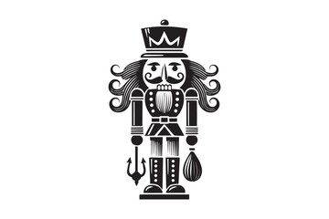 Naklejka premium simple black an white Nutcracker vector silhouette isolated on a white background