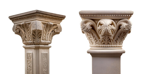 Obraz premium Intricate architectural columns showcasing detailed carvings and classic design elements.