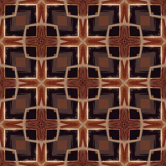 Naklejka premium Seamless abstract geometric pattern with squares Beige and brown background for fabric banners home decor surface design packaging