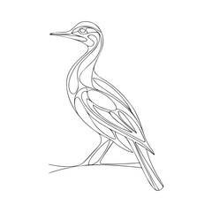 Fototapeta premium Beautiful bird sit in tree brunch colouring page