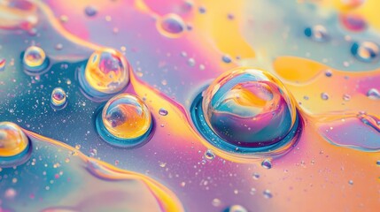 dynamic abstract desktop wallpaper with floating luminescent bubbles on vibrant multicolored background in modern 169 format