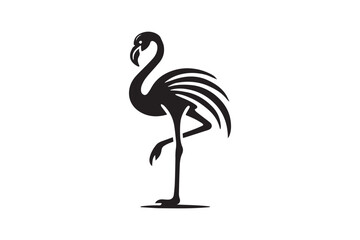 simple black an white flamingo  vector silhouette isolated on a white background