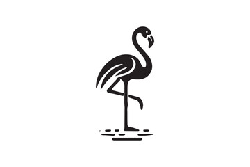 simple black an white flamingo  vector silhouette isolated on a white background