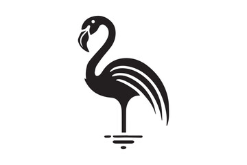 simple black an white flamingo  vector silhouette isolated on a white background