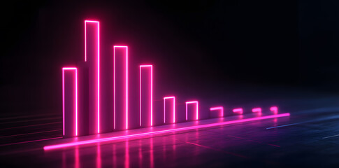 Glowing Neon Bar Chart on Dark Background – Futuristic Growth and Data Visualization Concept