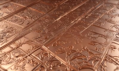 Obraz premium brushed copper surface with intricate patterns, brushed, machinery