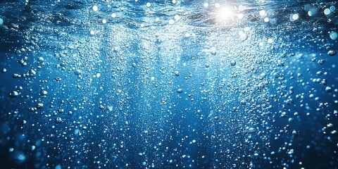 Obraz premium Bubbles rise to the surface in a tranquil underwater environment during daylight hours