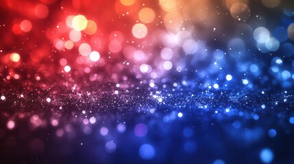 elegant french national celebration background with sparkling red, white and blue bokeh lights creating ethereal tricolor flag effect