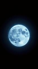 Radiant blue supermoon, ethereal blue halo, cosmic glow, isolated on black, peace, beautiful, astrology