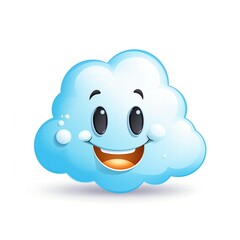 Obraz premium Cartoon cloud with a smiling face. The cloud is blue and white