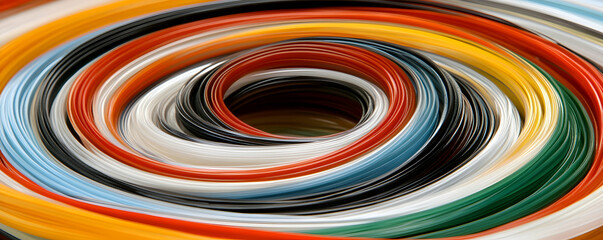 Colorful Swirling Abstract Background, Vibrant Hues in a Circular Vortex Pattern