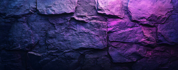 Abstract Purple and Blue Stone Wall Texture Background,  Irregular Shapes, Deep Hues, Rough Surface, Dramatic Lighting,  Mystical Atmosphere