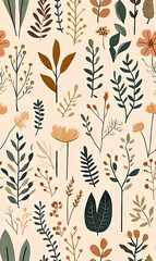 floral flower and leaf elements modern doodle illustrator seamless pattern for wallpaper or background