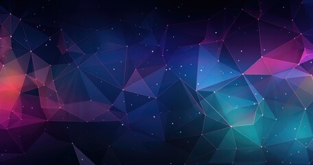 Abstract geometric background with vibrant colors and star-like elements.