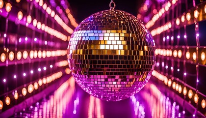 Obraz premium Disco Ball in a Tunnel of Lights