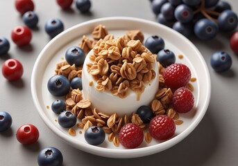 Fototapeta premium Delicious Granola Parfait with Berries Yogurt