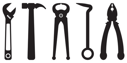 Set of Five Essential Hand Tools.