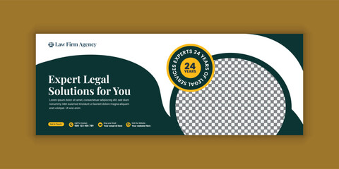 Law firm services social media banner design or law consulting Facebook cover design template and Flat Law firm advertising web banner layout