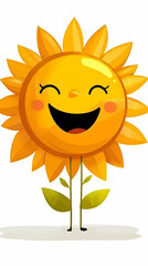 Joyful Sunflower Illustration, A Happy Flower Beams with Delightful Cheer