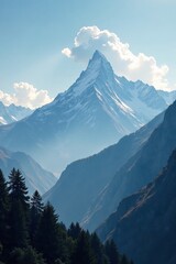 Soft white cloud drifting across dark gray mountains, landscape, majestic