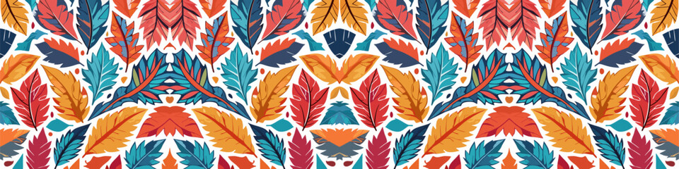 Colorful Autumn Leaves Pattern Vector Illustration Isolated on White Background for wallpaper, wrapping paper, pattern filling, textile, autumn greeting card © Wiwit