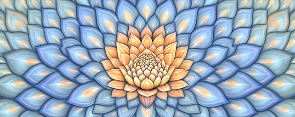 Pastel Flower Mandala, An Intricate Design of Soft Hues and Layered Petals Creating a Stunning Visual Symphony.