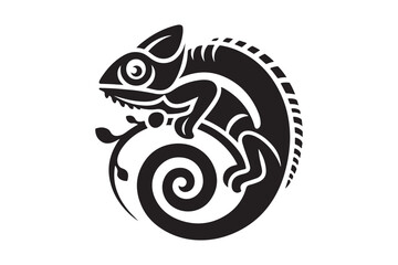 Chameleon Silhouette in Motion for Creative Branding and Projects