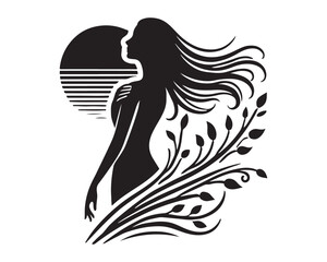 Black Color Standing woman 3.eps