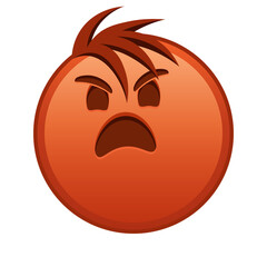 Angry face Large size of red emoji smile with hair