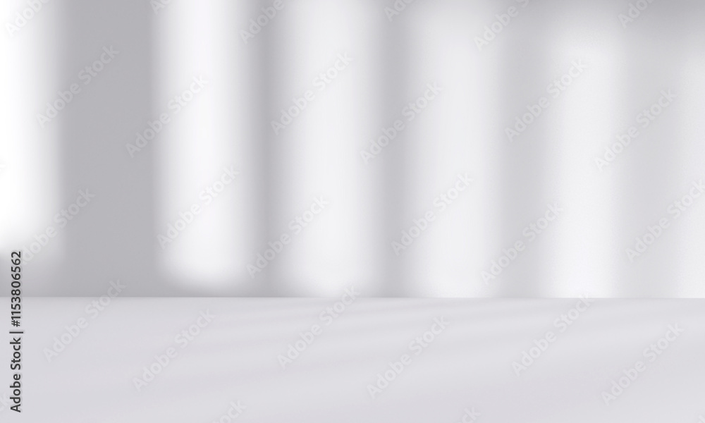 Wall mural abstract white studio room with light and shadow from window background for product display presenta