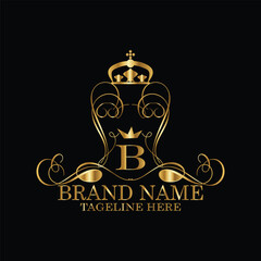 creative  initial  latter b logo design with modern business vector template.  creative isolated b monogram logo design with new latter logo golden color and black background . design of elements 