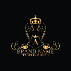 creative  initial  latter a logo design with modern business vector template.  creative isolated a monogram logo design with new latter logo golden color and black background . design of elements 