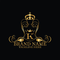 creative  initial  latter k logo design with modern business vector template.  creative isolated k monogram logo design with new latter logo golden color and black background . design of elements 