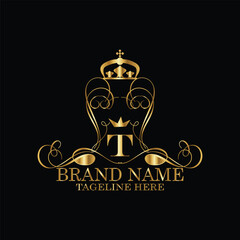 creative  initial  latter t logo design with modern business vector template.  creative isolated t monogram logo design with new latter logo golden color and black background . design of elements 