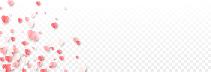 Vector paper hearts png. Heart shaped confetti. Paper origami heart shaped. Valentine's day decorative elements.