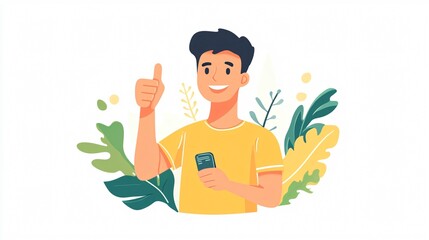 Positive Customer Feedback: Man Holding Thumb Up Sign