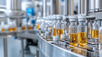 Bottling Line in Pharmaceutical Factory for Quality Control