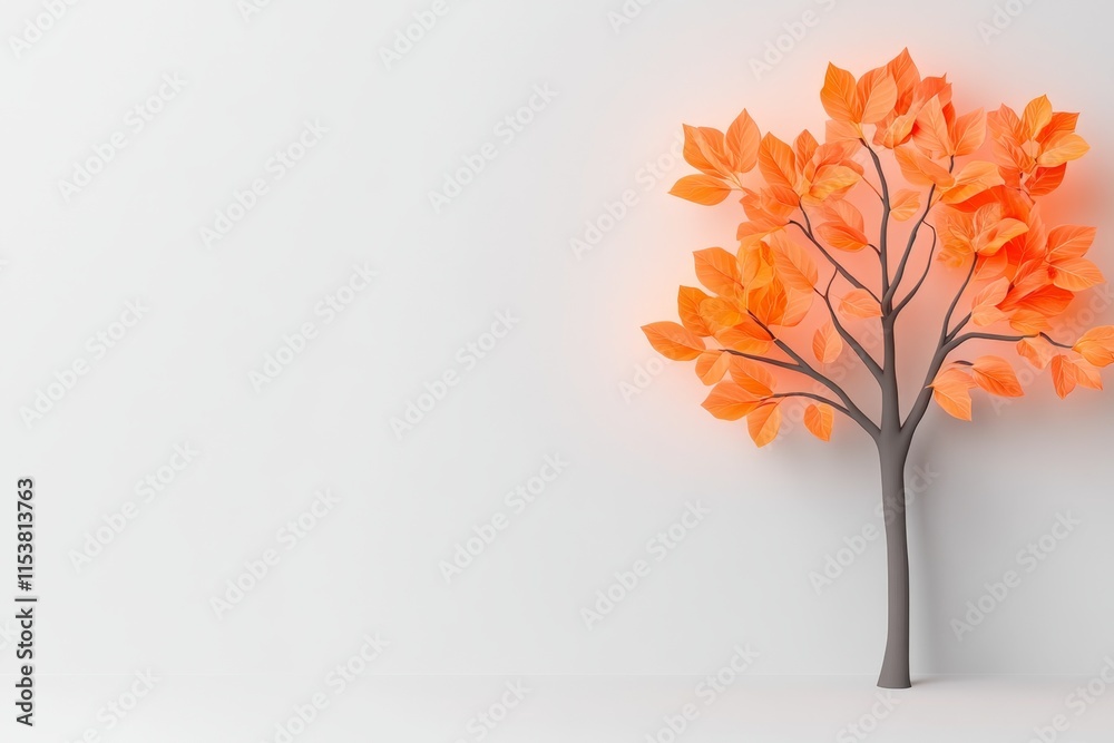 Aufkleber a whimsical 2d hdr-inspired design of a single tree with glowing leaves, radiating soft light agains