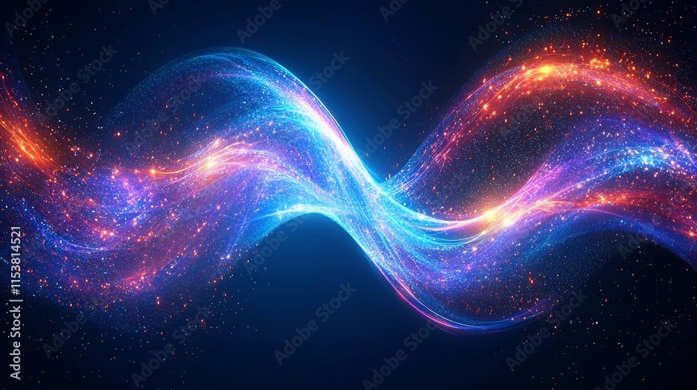 Poster intertwining light trails creating a mesmerizing visual representation of the complex and dynamic na
