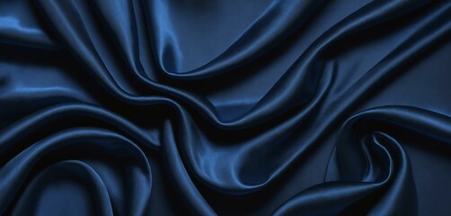 Fototapeta premium Luxurious Deep Blue Satin Fabric Drape