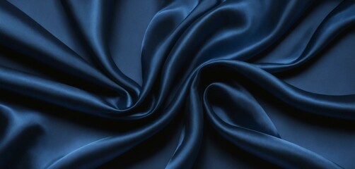 Obraz premium Luxurious deep navy blue silk fabric drapes elegantly.