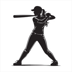 Baseball player silhouette design vector. Baseball swing vector silhouette illustration on a white background