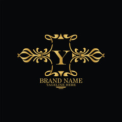 creative  initial  latter y logo design with modern business vector template.  creative isolated y monogram logo design with new latter logo golden color and black background . design of elements 