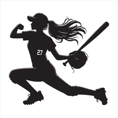 Baseball player silhouette design vector. Baseball swing vector silhouette illustration on a white background