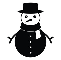 Silhouette Snowman Winter Holiday Design Element