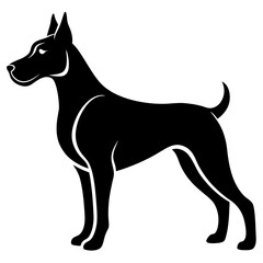 Black dog silhouette vector isolated on white background.