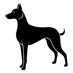 Black dog silhouette vector isolated on white background.